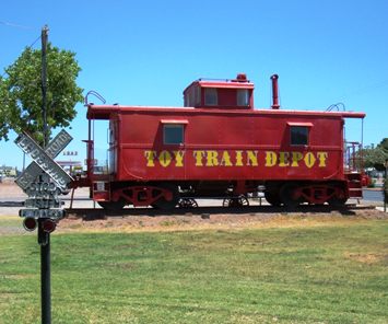 Pictured is the Toy Train Depot (railroad and toy train museum) at Alameda Park in Alamogorda, New Mexico.    